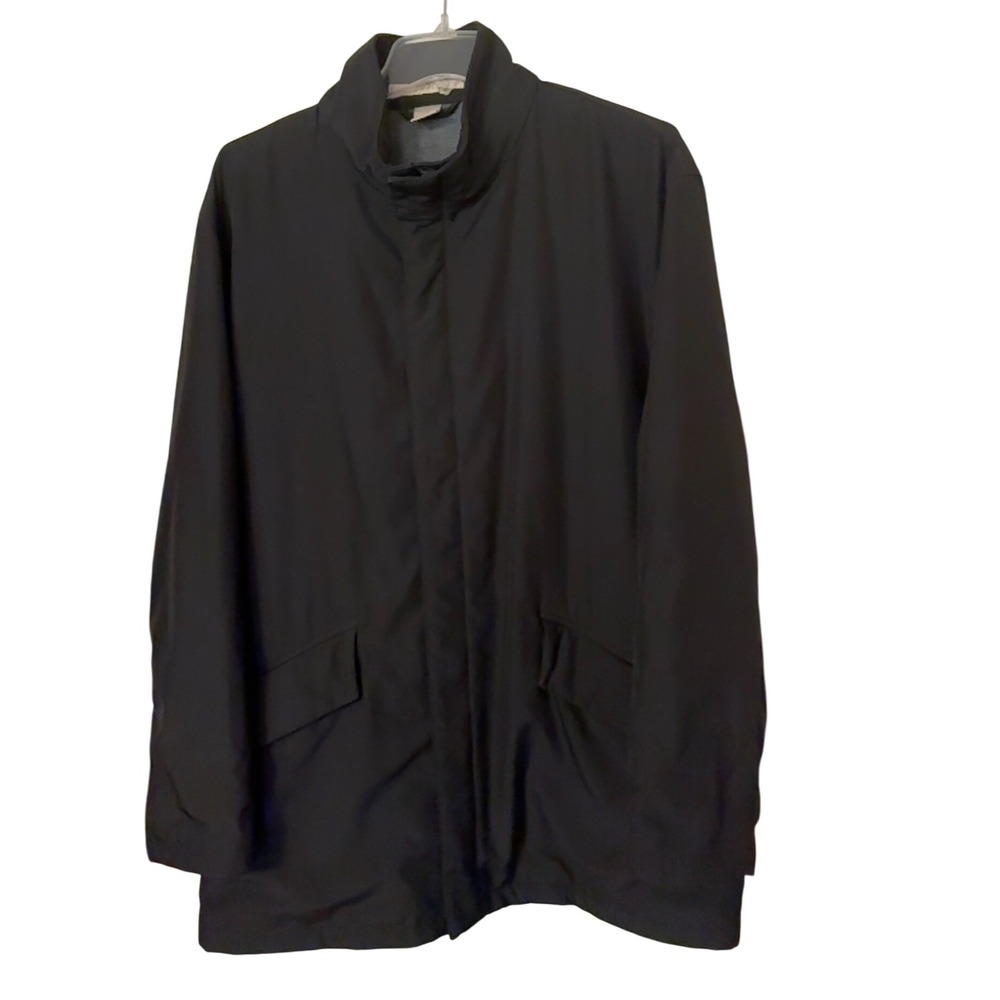 Perry‎ Ellis Mens Black Coat Jacket Mock Neck Full Zip Lined Size M